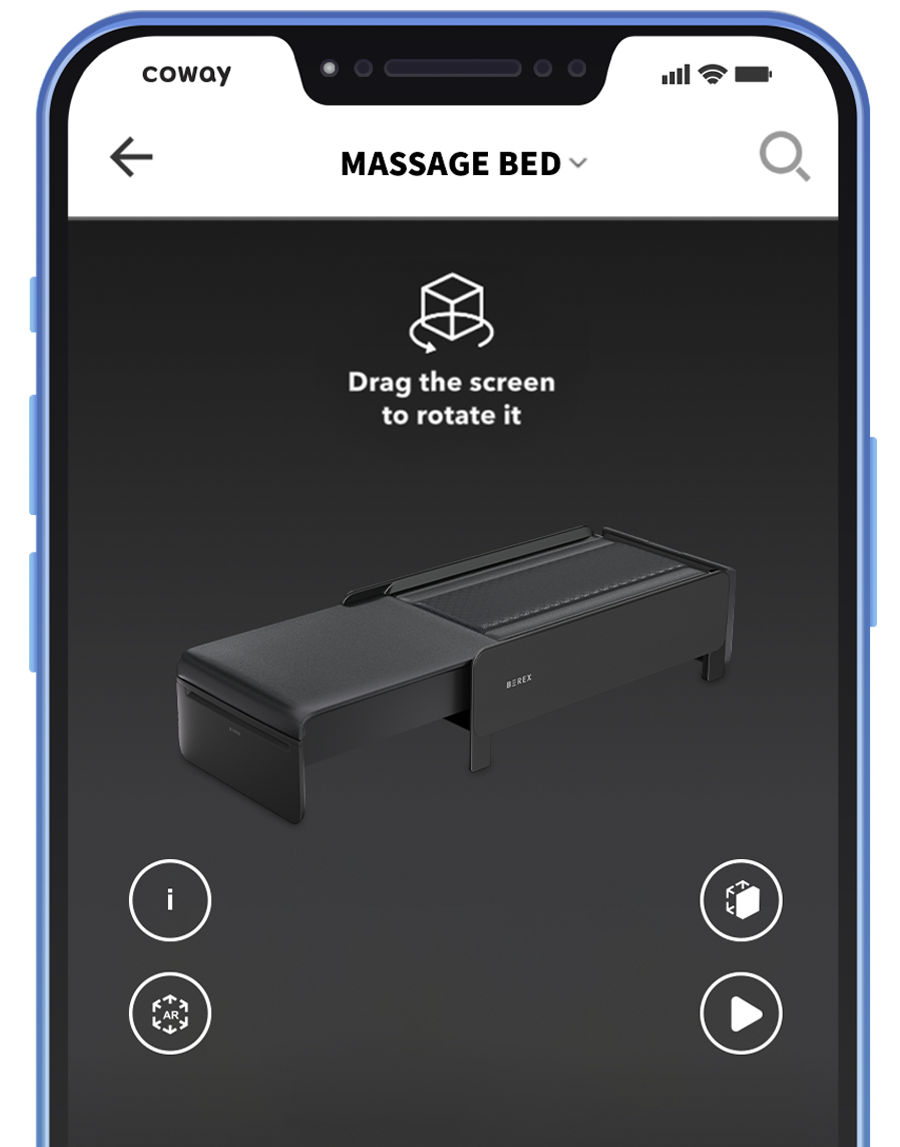 A Screenshot Of The Coway AR App On A Mobile Phone - Coway Massage Bed