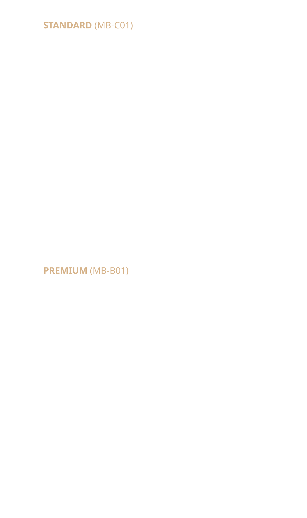 Coway BEREX Massage Bed - Comparison of Premium & Standard Features