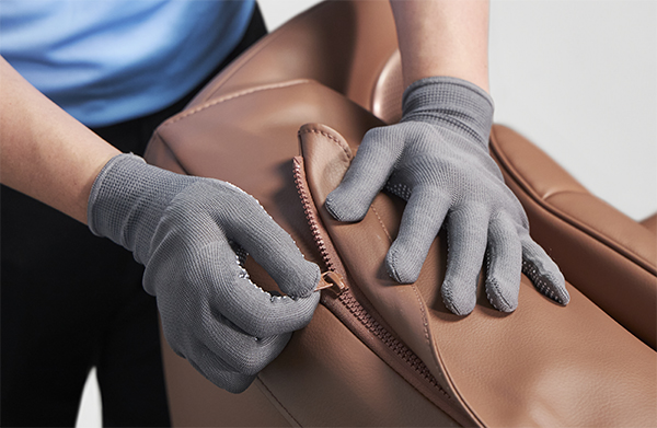 Service Step 1: Disassemble the upper leather cover of the Coway BEREX Mine massage chair for service