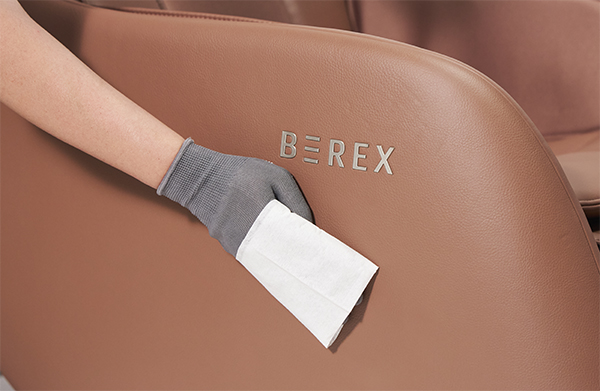 Service Step 4: Surface cleaning the Coway BEREX Mine massage chair for a tidy appearance