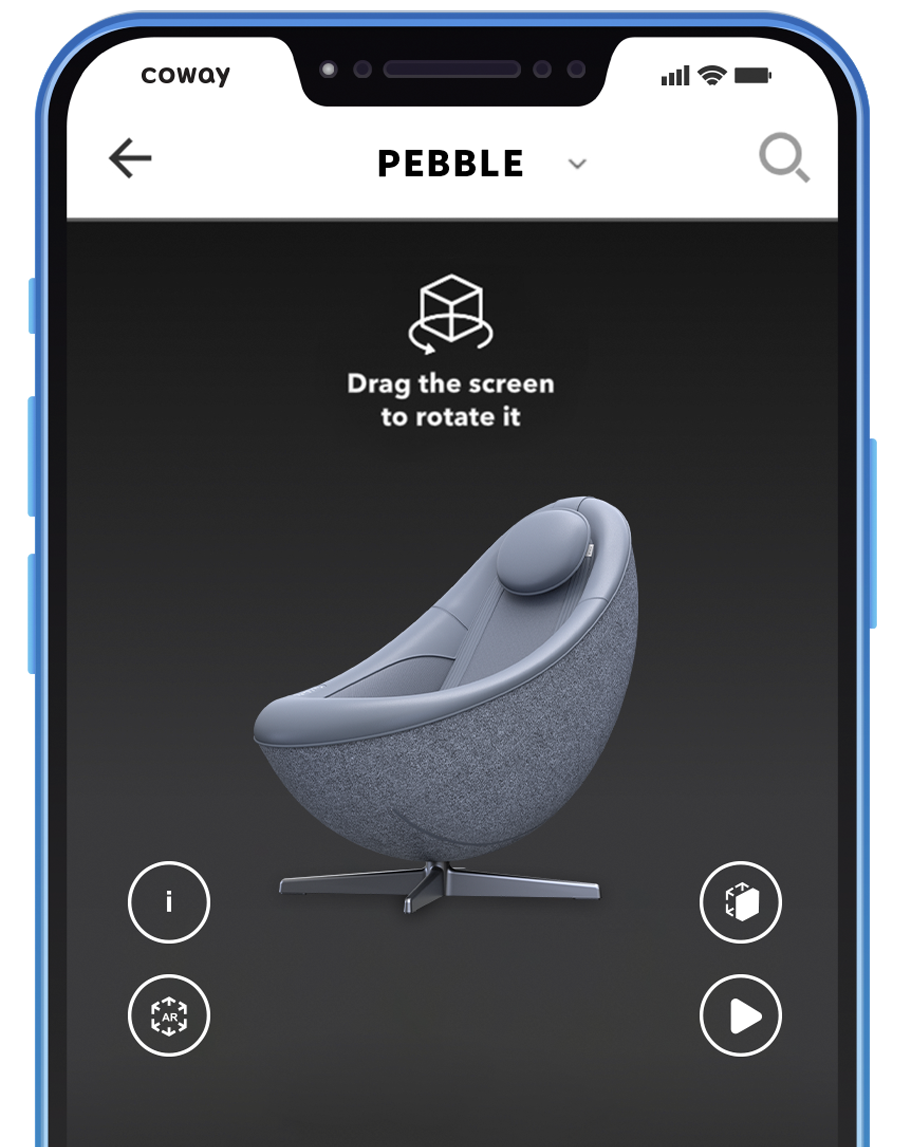 A Screenshot Of The Coway AR App On A Mobile Phone - Coway PEBBLE