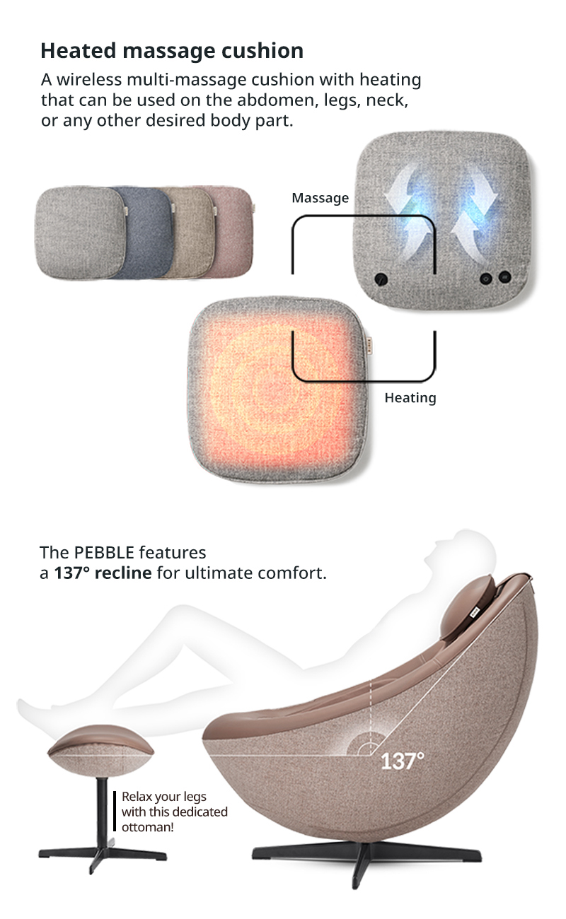Coway Berex Pebble Massage Chair With Heated Cushion And 137° Recline For Ultimate Comfort