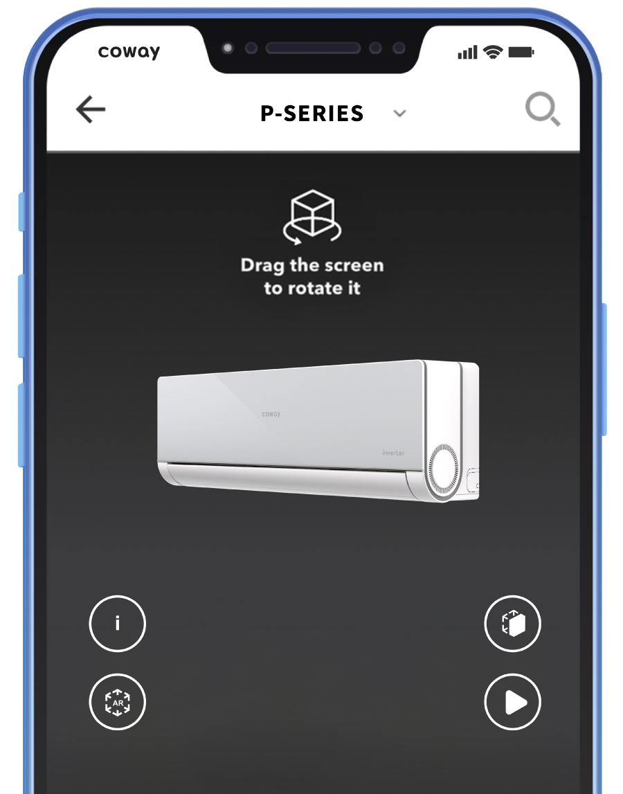 A Screenshot Of The Coway AR App On A Mobile Phone - Coway P-Series Air Conditioner