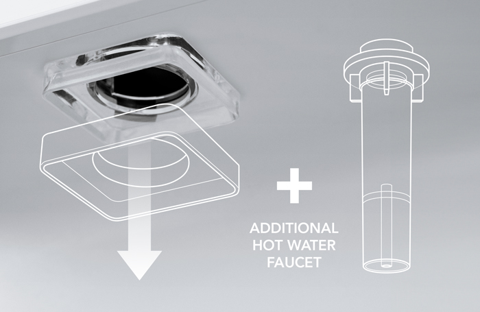 Dazzie water purifier with additional faucet in porcelain white | Coway Malaysia